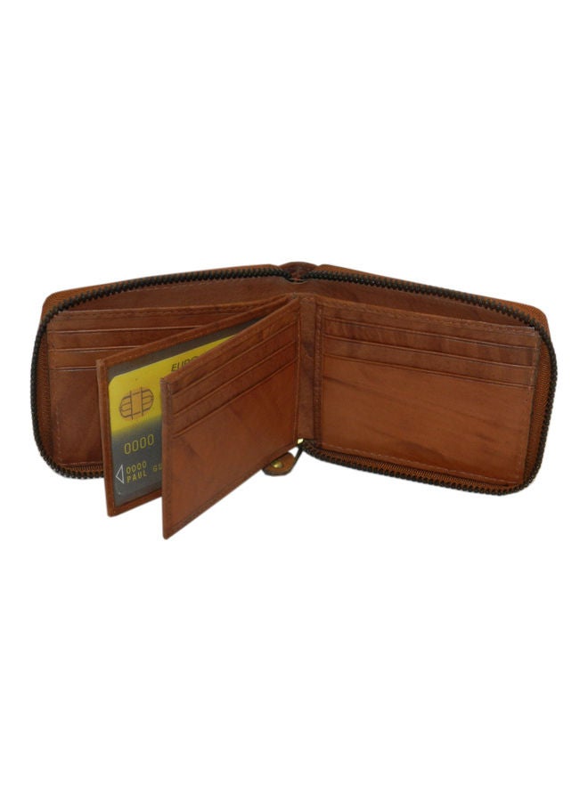 LAVERI LEATHER Genuine Leather Designer Wallet With Full Zipper Rust - Image 4