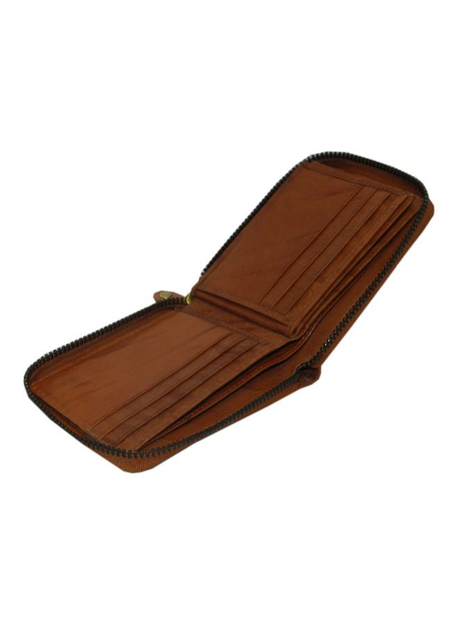 LAVERI LEATHER Genuine Leather Designer Wallet With Full Zipper Rust - Image 5