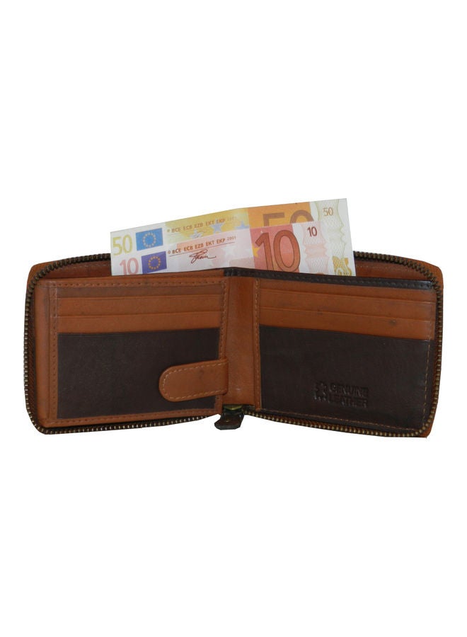 LAVERI LEATHER - Genuine Leather Designer Wallet With Full Zipper Rust - Image 1