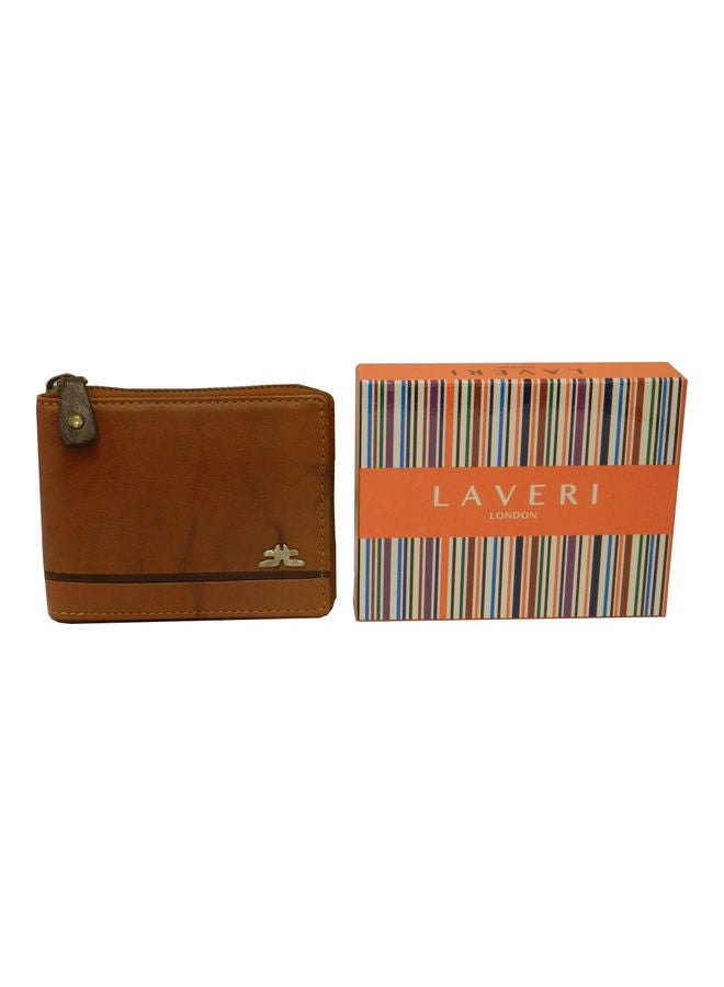LAVERI LEATHER - Genuine Leather Designer Wallet With Full Zipper Rust - Image 1