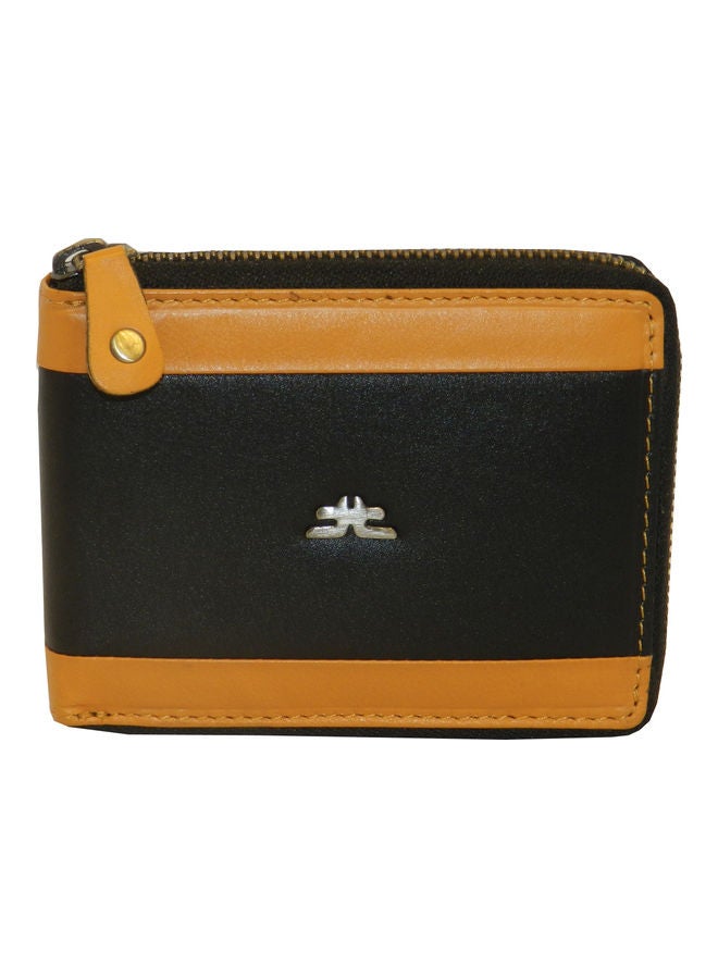 LAVERI LEATHER Genuine Leather Designer Wallet With Full Zipper Black - Image 1