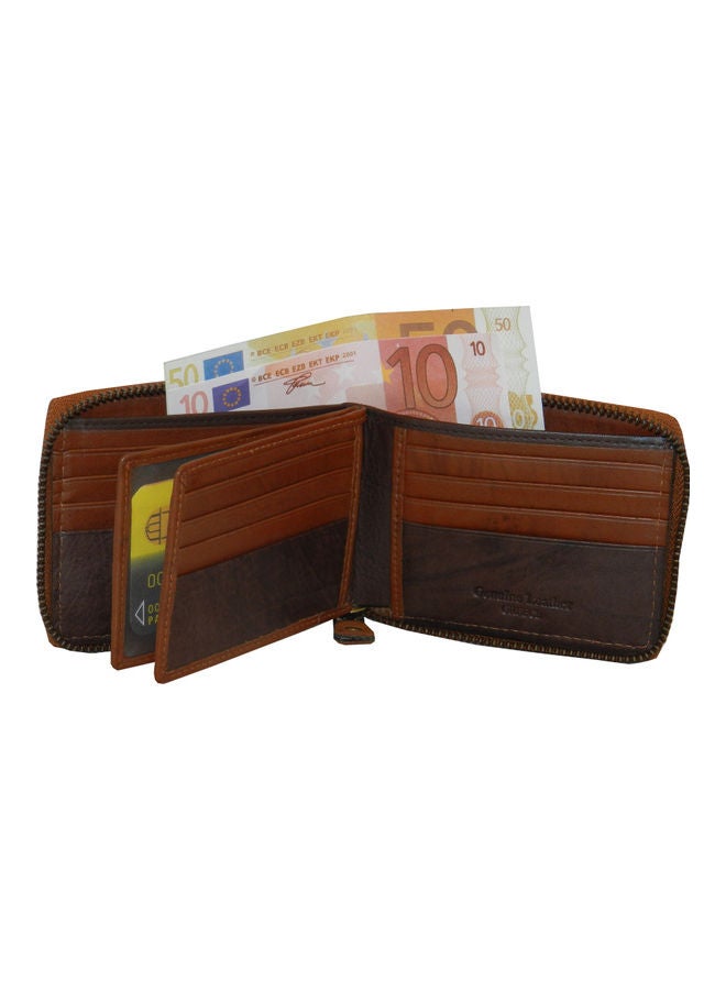 LAVERI LEATHER Genuine Leather Designer Wallet With Full Zipper Rust - Image 3