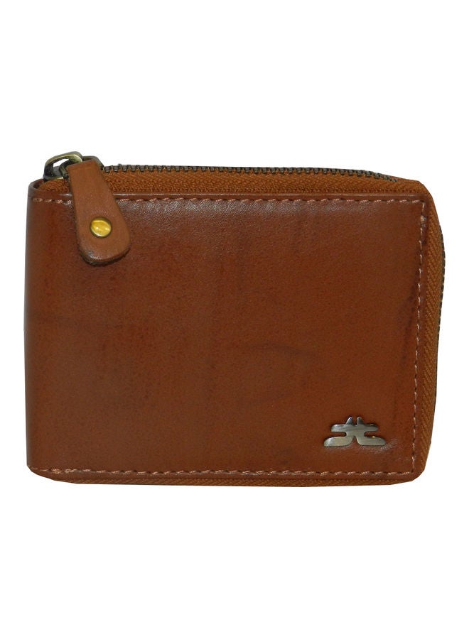 LAVERI LEATHER Genuine Leather Designer Wallet With Full Zipper Rust - Image 1