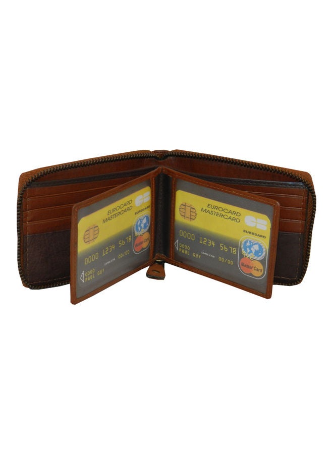 LAVERI LEATHER Genuine Leather Designer Wallet With Full Zipper Rust - Image 4