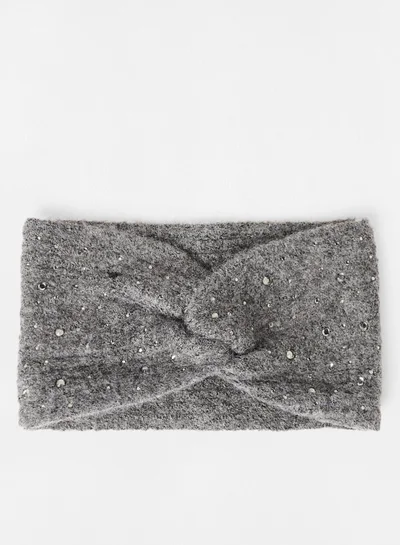 PIECES Knotted Headband Light Grey