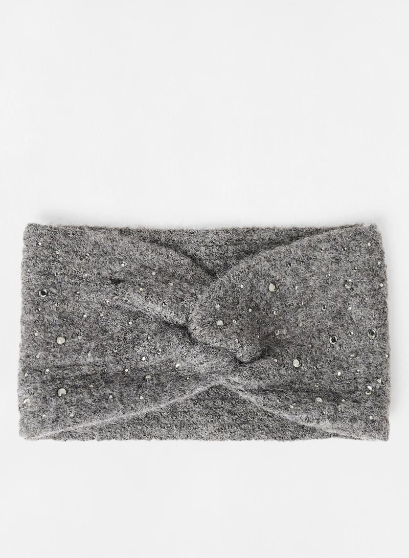 PIECES Knotted Headband Light Grey