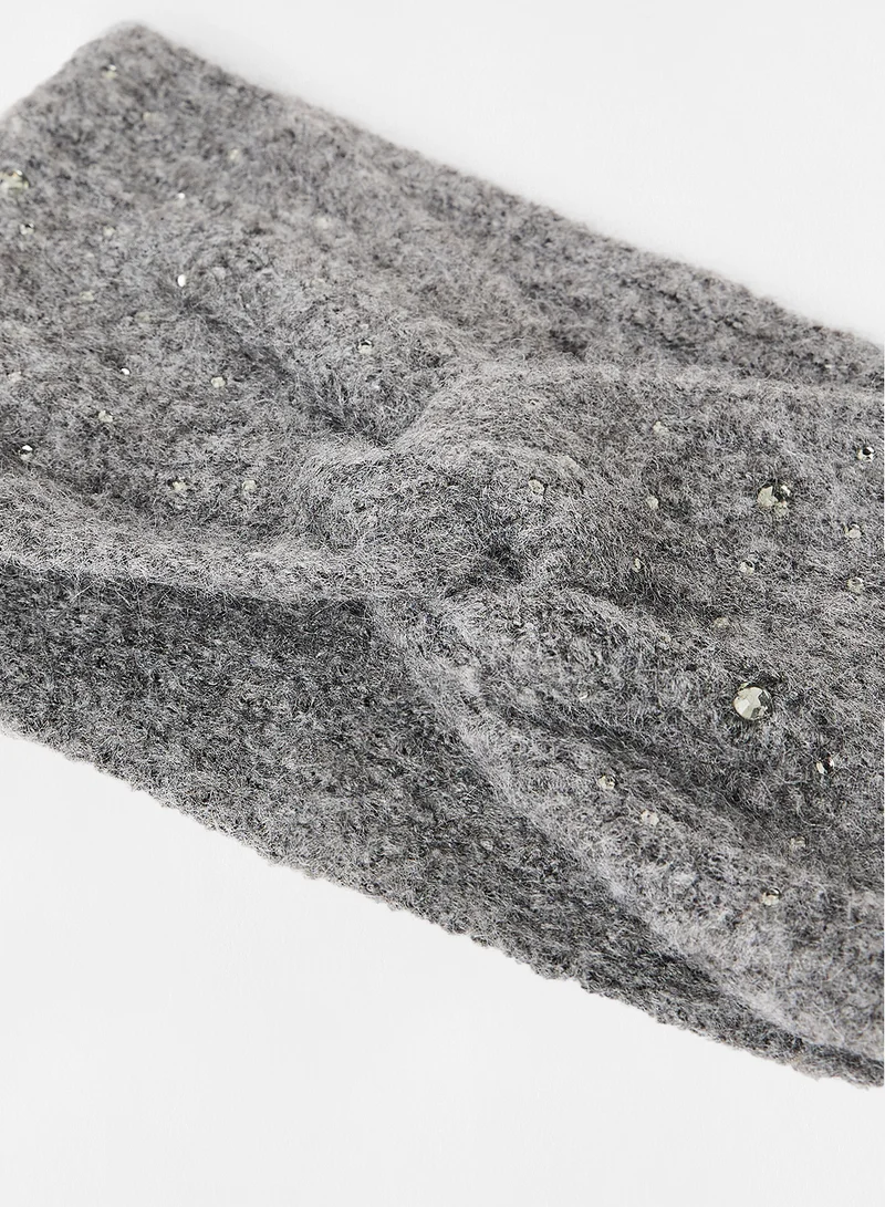 PIECES Knotted Headband Light Grey