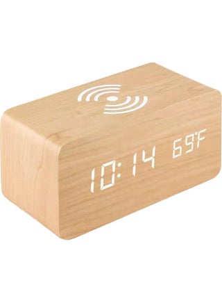 Digital Wooden Alarm Clock Beige 18.5x8.5x8.7cm - v1637575716/N51998013A_1