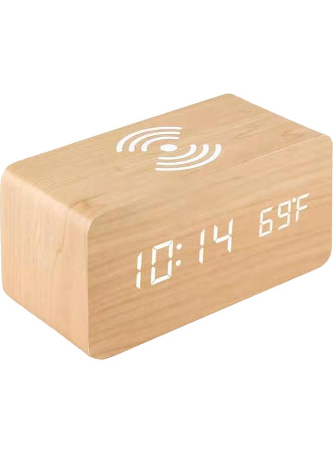 Digital Wooden Alarm Clock Beige 18.5x8.5x8.7cm  - Image 1