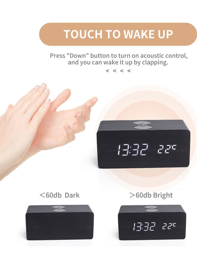 Digital Wooden Alarm Clock Beige 18.5x8.5x8.7cm  - Image 2