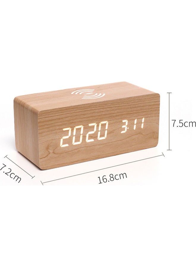 Digital Wooden Alarm Clock Beige 18.5x8.5x8.7cm  - Image 3