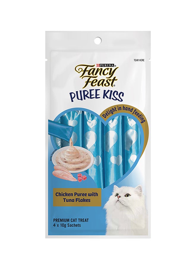 PURINA Fancy Feast Puree Kiss Chicken Puree With Tuna Flakes Pack Of 4 White 10grams  - Image 1