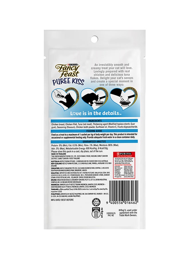 PURINA Fancy Feast Puree Kiss Chicken Puree With Tuna Flakes Pack Of 4 White 10grams  - Image 2