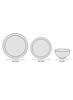 Noon East 12 Piece Opalware Dinner Set For Everyday Use - Light Weight Dishes, Plates - Dinner Plate, Side Plate, Bowl - Serves 4 - White White  - Image 5