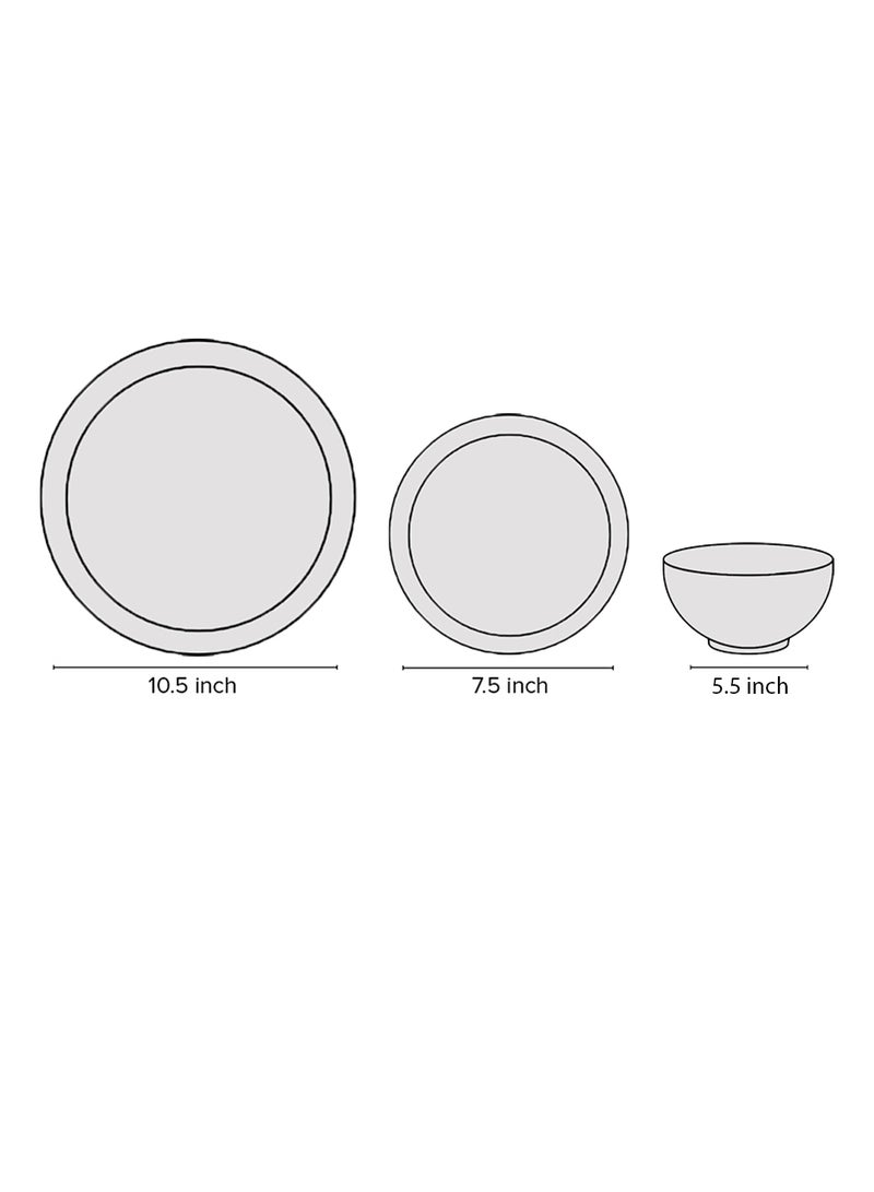 Noon East 18 Piece Porcelain Dinner Set - Dishes, Plates - Dinner Plate, Side Plate, Soup Plate - Serves 6 - Printed Design Paisley Flower White - Image 5