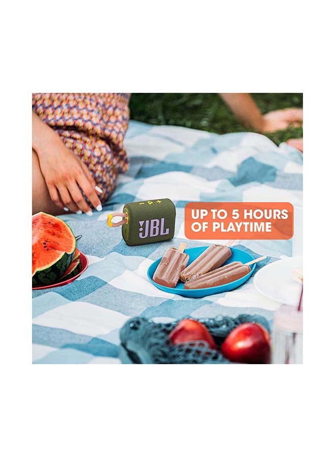 JBL - Go 3 Portable Bluetooth Speaker Green/Purple - Image 1