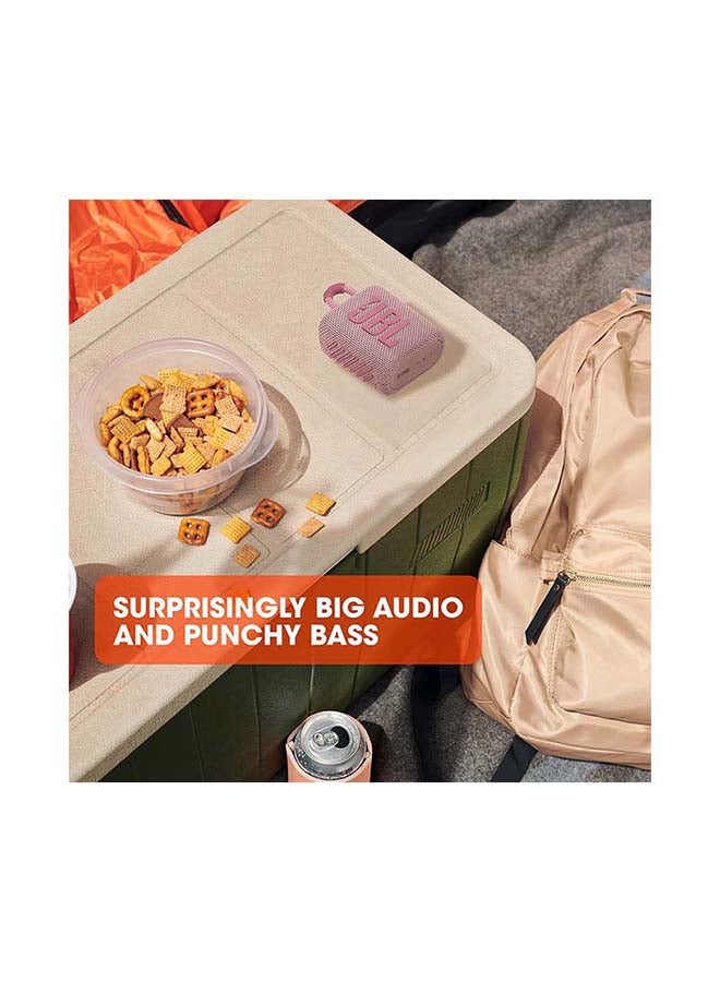 Go 3 Portable Bluetooth Speaker Pink