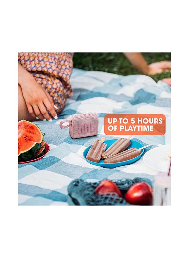 Go 3 Portable Bluetooth Speaker Pink