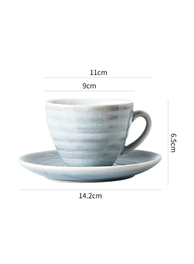 Shuer - 8-Piece Kiln Variable Glaze Process Round Linear Ceramic Coffee Cup And Saucer Set Multicolour 11x9x6.5cm - Image 1