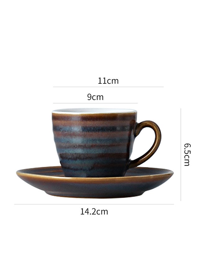 Shuer - 12-Piece Kiln Variable Glaze Process Round Linear Ceramic Cup And Saucer Set Multicolour 11x9x6.5cm - Image 1
