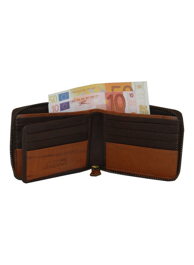 LAVERI LEATHER Genuine Leather Designer Wallet With Full Zipper Dark Brown - Image 2