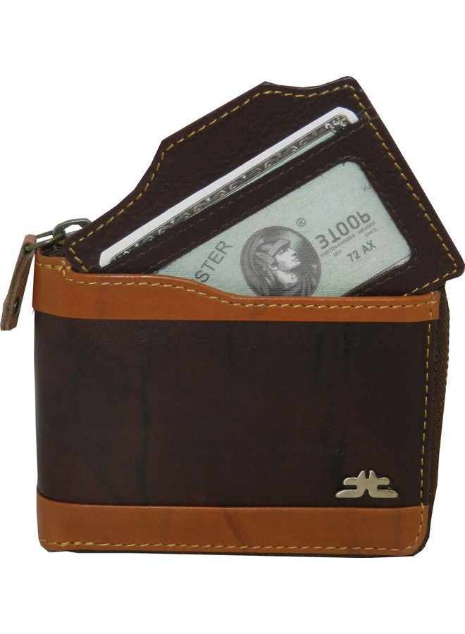 LAVERI LEATHER Genuine Leather Designer Wallet With Full Zipper Dark Brown - Image 1