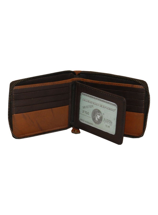 LAVERI LEATHER Genuine Leather Designer Wallet With Full Zipper Dark Brown - Image 3