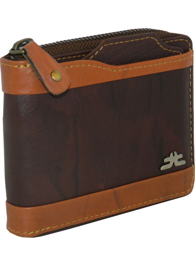 LAVERI LEATHER Genuine Leather Designer Wallet With Full Zipper Dark Brown - Image 5