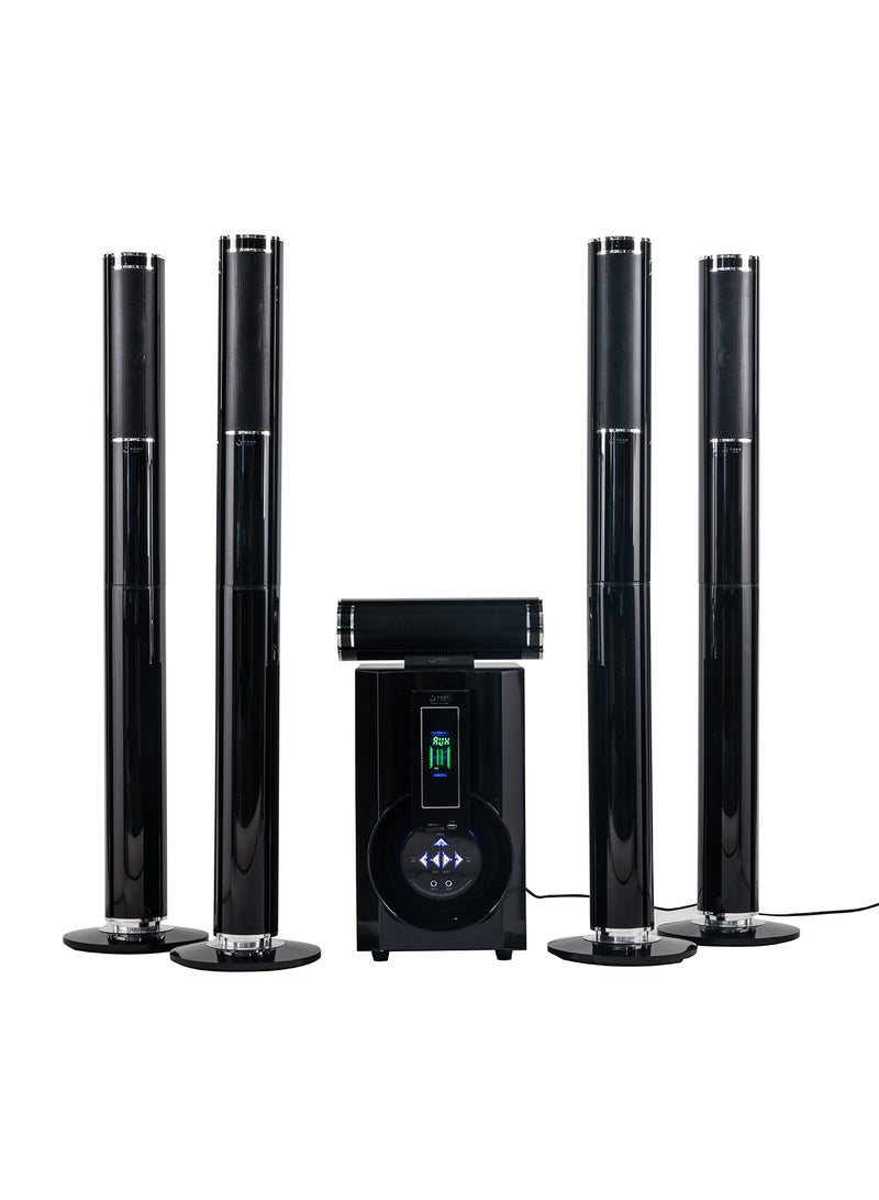 Noon East - 5.1 Groove Multimedia Speaker Bluetooth Home Theater - RMS 200W, Display, Remote Control, Powerful Bass, AUX, SD And USB Playback GT-5505 Black - Image 1