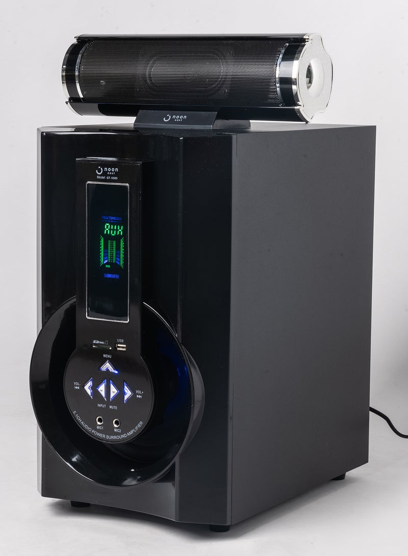 Noon East - 5.1 Groove Multimedia Speaker Bluetooth Home Theater - RMS 200W, Display, Remote Control, Powerful Bass, AUX, SD And USB Playback GT-5505 Black - Image 1
