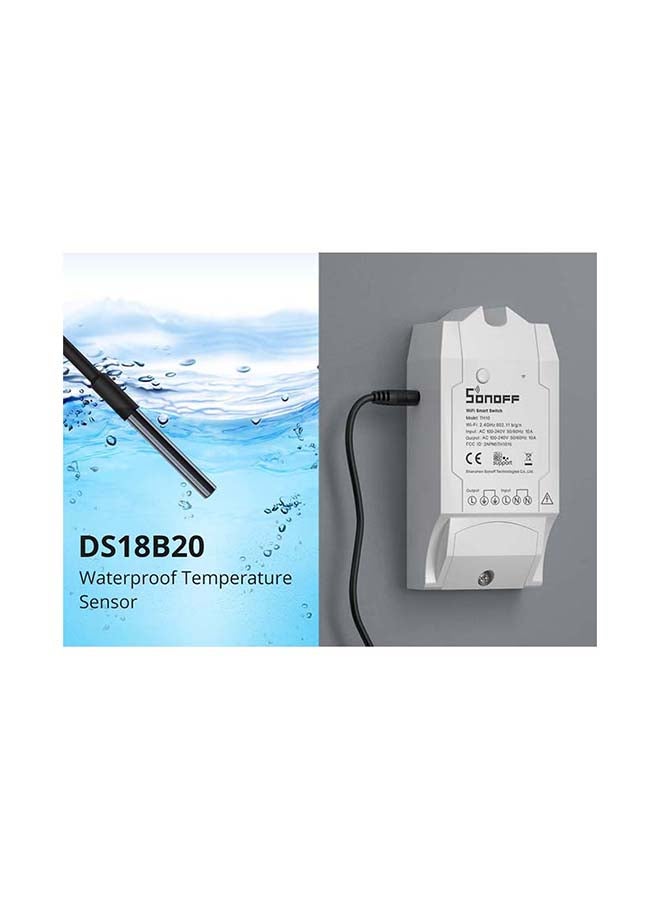 SONOFF - DIY DS18B20 Waterproof Temperature Sensor Operating Temperature Range: 55 C to +125 C 100 cm Cable Super-Durability & Long-Lifespan Black 100cm - Image 1