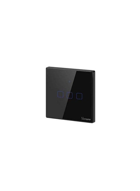 T3UK1C-TX 86 3- Gang Way Smart WiFi Switch RF433 Remote Control Compatible with Alexa Google Home Black 10.2×10.2×4.6cm