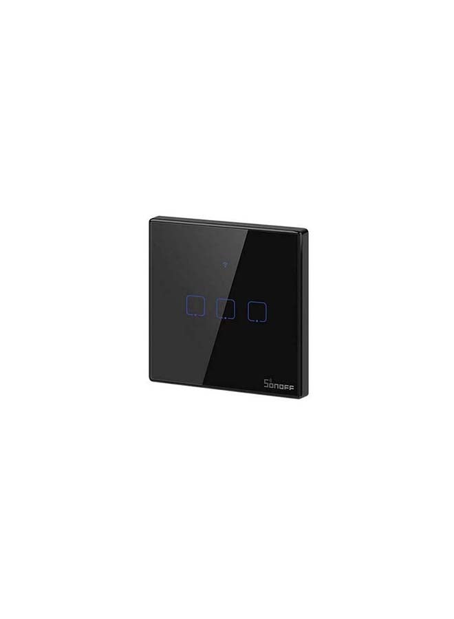 SONOFF - T3UK1C-TX 86 3- Gang Way Smart WiFi Switch RF433 Remote Control Compatible with Alexa Google Home Black 10.2×10.2×4.6cm - Image 1