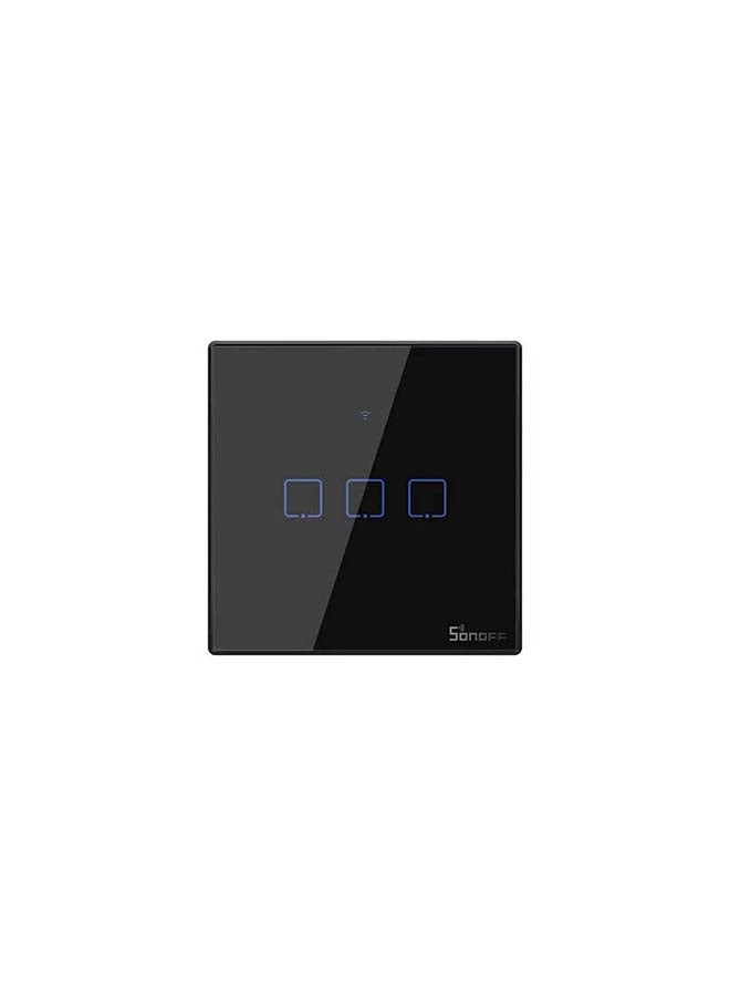 SONOFF - T3UK1C-TX 86 3- Gang Way Smart WiFi Switch RF433 Remote Control Compatible with Alexa Google Home Black 10.2×10.2×4.6cm - Image 1