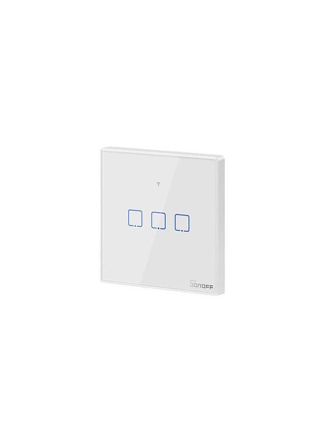 SONOFF T2UK3C-TX UK Plug 3 - Gang Way Glass Panel Wireless WiFi Smart Touch Light Switch Works with Amazon Alexa and Google Assistant White - Image 1