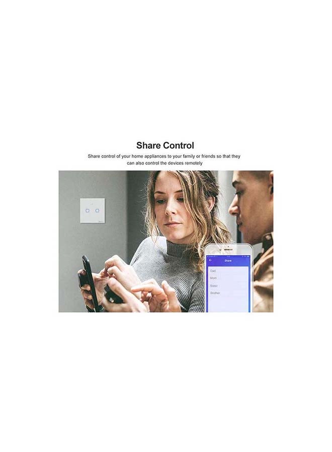 SONOFF T0UK2C-TX 2-Gang Way Wi-Fi Smart Wall Switch APP Touch Control Timer Compatible with Home Nest & Alexa White  - Image 2