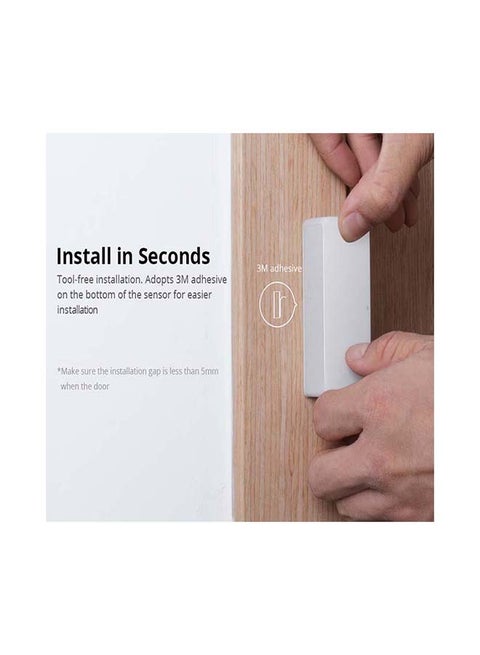 DW2-RF DW2-Wi-Fi Wireless Door Window Sensor 433MHz Smart Home Security Alarm Andriod & iOS APP via Bluetooth & Wifi White 7x5x2cm