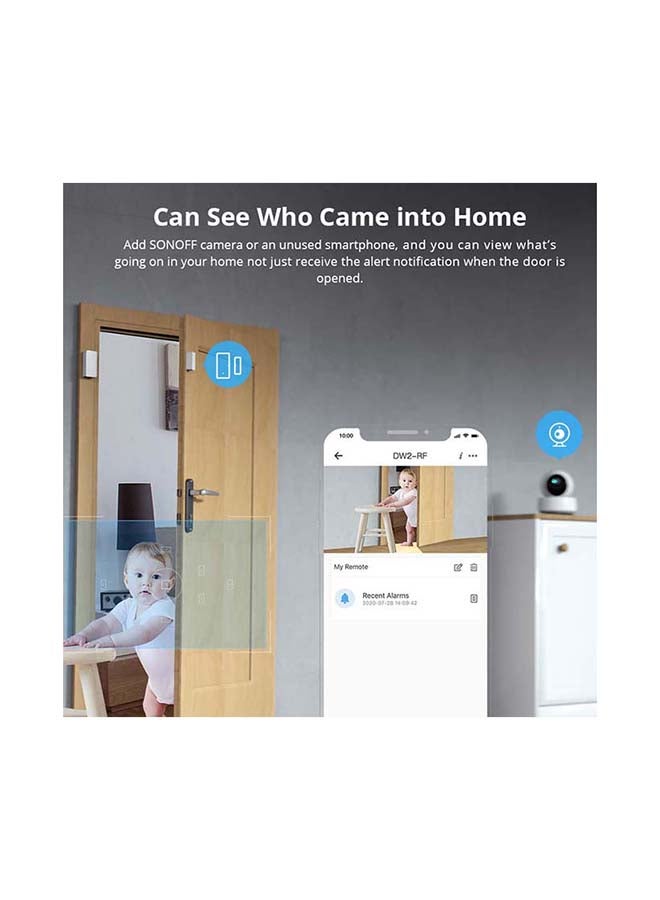 SONOFF - DW2-RF DW2-Wi-Fi Wireless Door Window Sensor 433MHz Smart Home Security Alarm Andriod & iOS APP via Bluetooth & Wifi White 7x5x2cm - Image 1