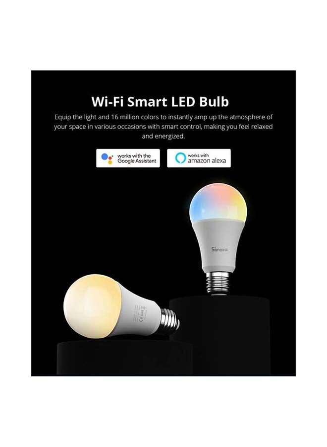 SONOFF LBS B02-B-A60 Wi-Fi Smart LED Bulb E27 9W 806lm 10000hrs LED Compatible Alexa and Google Assistant SmartThings Android & iOS White 60x118mm  - Image 2