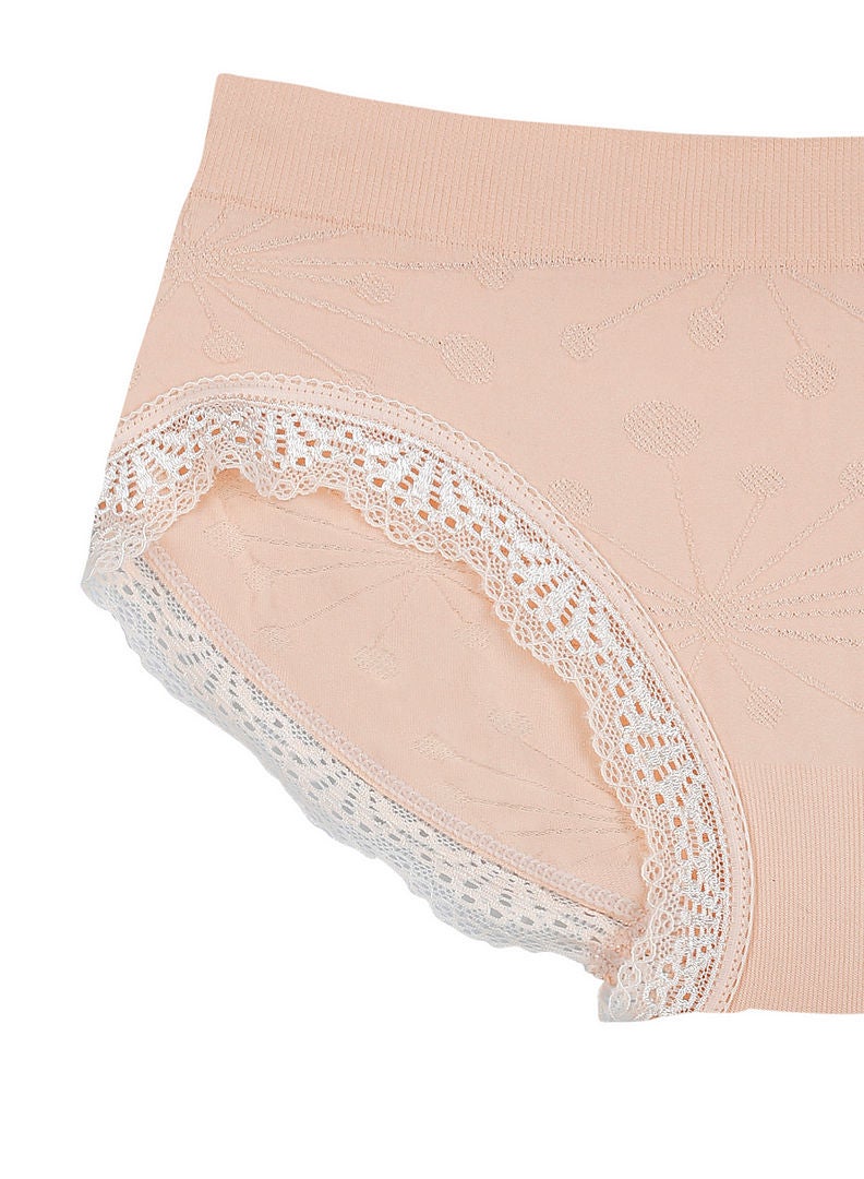 hush-hush mermaid - Liner Lace Pattern Soft And Durable Brief Beige - Image 1