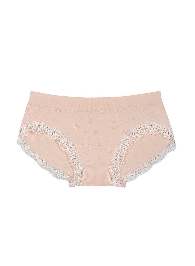 hush-hush mermaid - Liner Lace Pattern Soft And Durable Brief Beige - Image 1