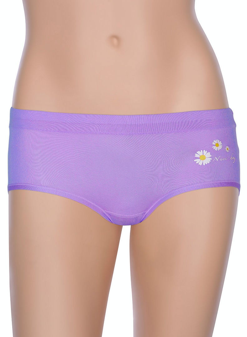 hush-hush mermaid - Floral Printed Brief Purple - Image 1