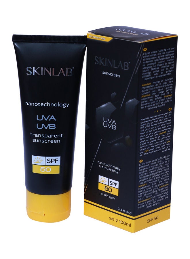 سكين لاب - مرطب واقٍ من الشمس بعامل حماية من الشمس SPF 50 لتوفير أقصى حماية من الأشعة فوق البنفسجية طويلة ومتوسطة المدى 100ملليلتر - Image 1