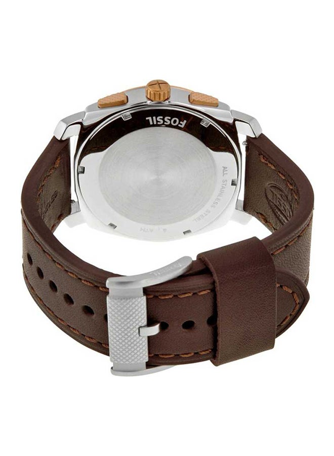 FOSSIL - Men's Leather Analog Quartz Watch FS5040 - 44 mm - Brown - Image 1