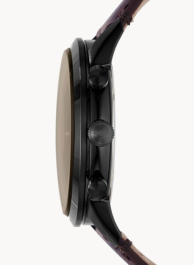 FOSSIL Men's Analog Round Wrist Watch With Leather Strap FS5437  - Image 3