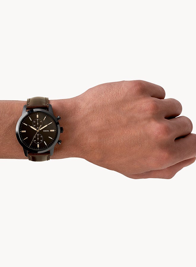 FOSSIL Men's Analog Round Wrist Watch With Leather Strap FS5437  - Image 2