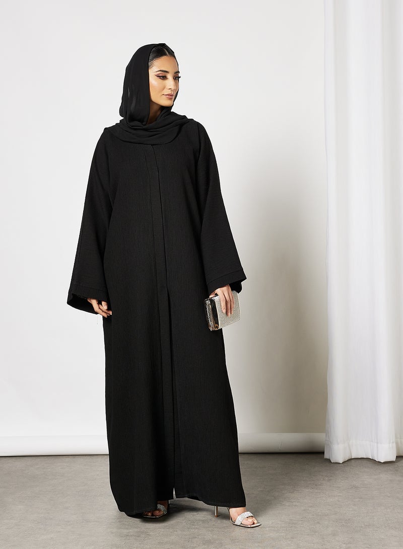Bousni Plain Abaya Black  - Image 3