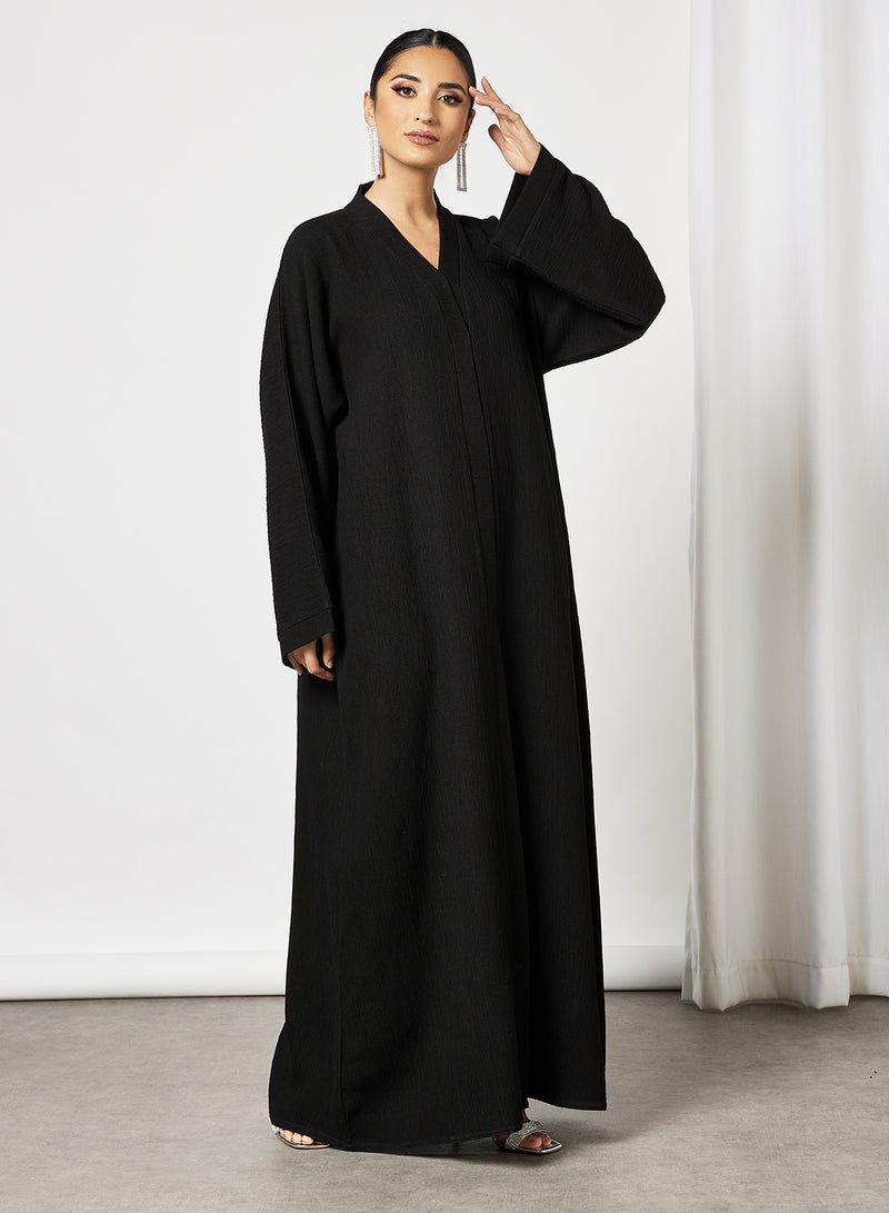 Bousni Plain Abaya Black  - Image 1