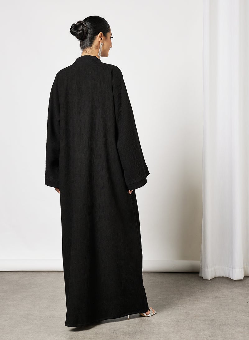 Bousni Plain Abaya Black  - Image 2