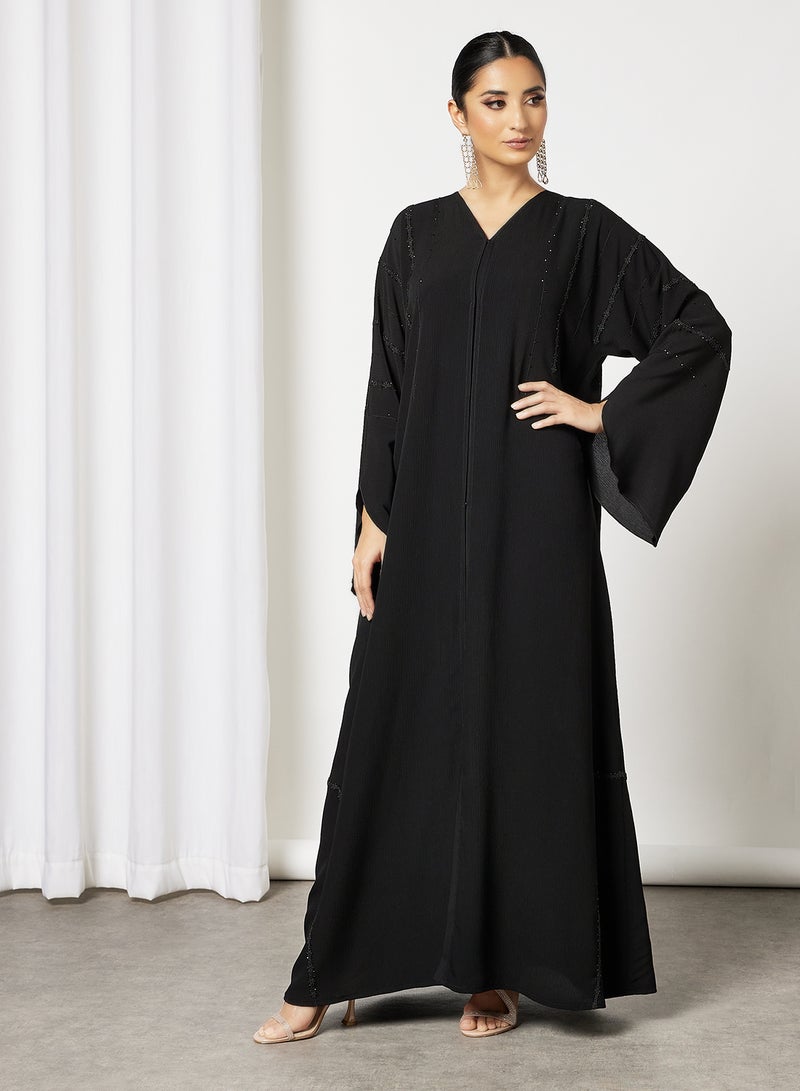 بوسني عباية مزينة بالخرز أسود - Image 1